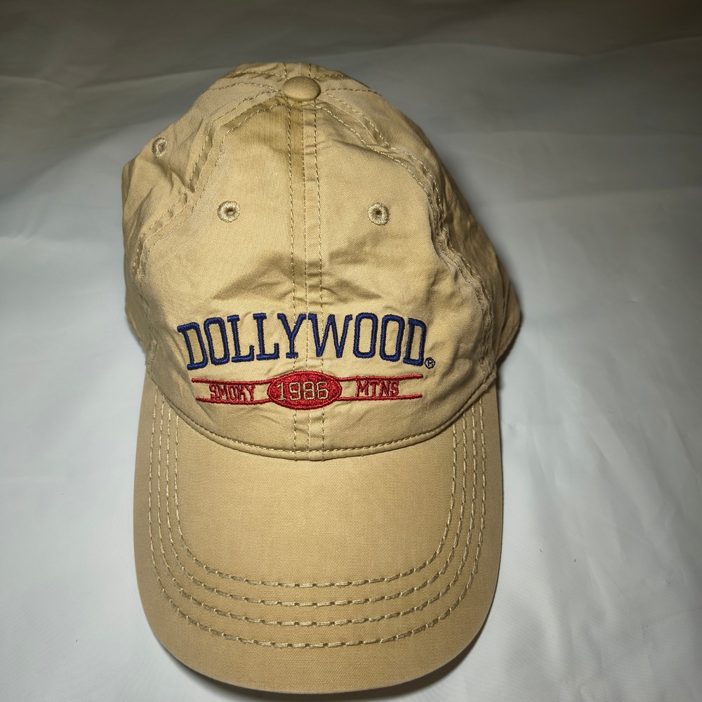 Dollywood Smoky Mountains 1986 Embroidered Tan Khaki Baseball Cap Dad Hat Adult